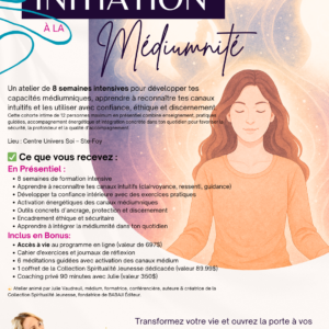 Atelier d'Initiation à la Médiumnité animé par Julie Vaudreuil, médium, conférencière, formatrice, auteure & créatrice de la Collection Spiritualité Jeunesse.